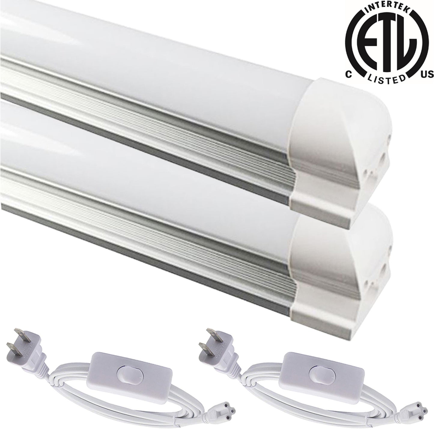 Under Cabinet Plugs and Lights, Canada T8 4ft 12w 2 Pack 3000k+6ft Plug In - Led Light Canada