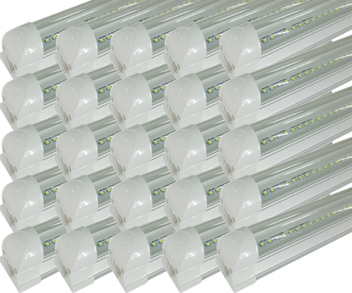 T8 Light Fixtures 4ft, Canada 22w, 8-25 Pack Clear 6500k Bright cETL Garage