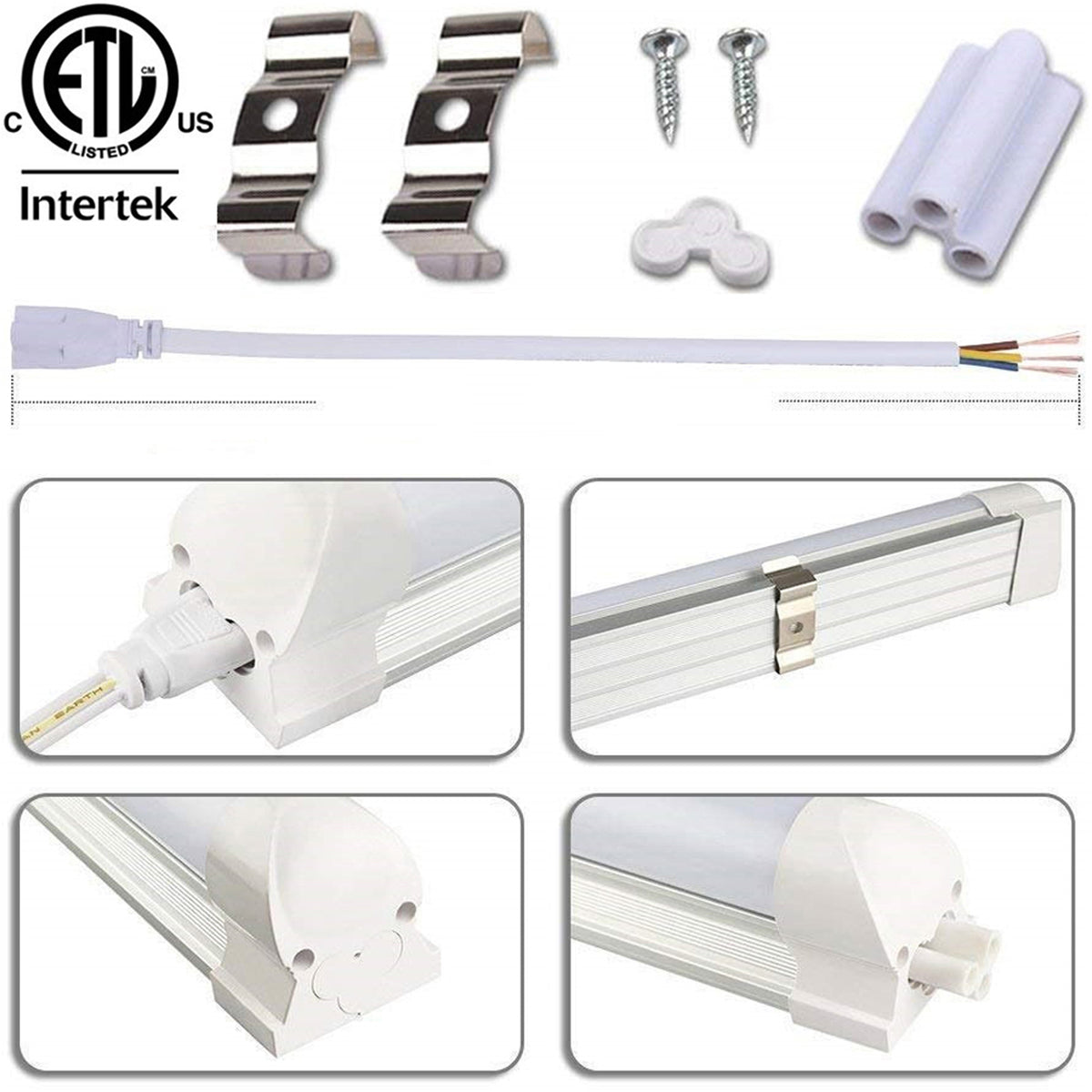 T8 LED Shop Lights, Canada. 4ft 22w Frosted 5000K Daylight 2550Lm cETL