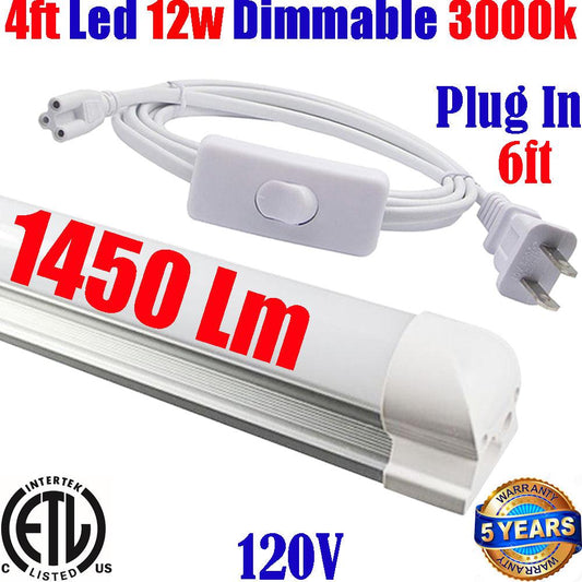 Plug In Light: Canada T8 4ft Dimmable Led 12w 3000k Kitchen Under Cabinet - Led Light Canada