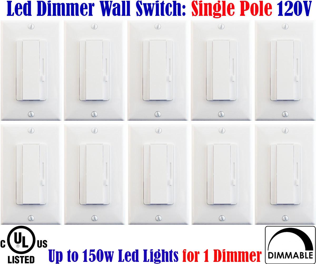 Led Dimmer Switch Canada: 10 Pack Single Pole Dimmer Dimmable White 120V - Led Light Canada