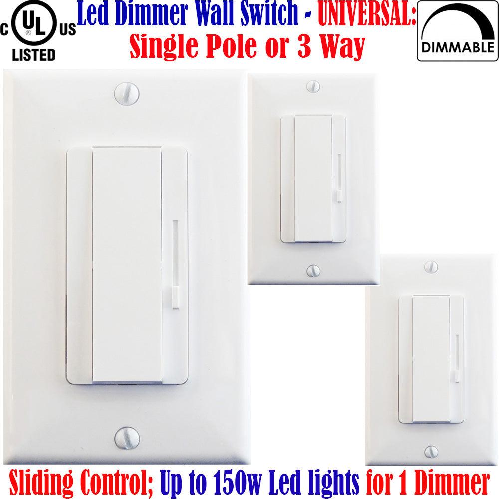 Single Pole Dimmer: Canada Led Universal 3 Pack Single Pole or 3 Way Dimmer 120V - Led Light Canada