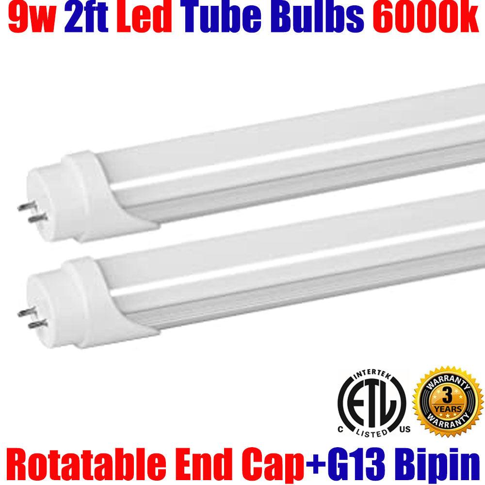 T8 Led Bulb No Ballast, Canada 9w 2 Pack 2ft 6000k Fluorescent to Led - Led Light Canada
