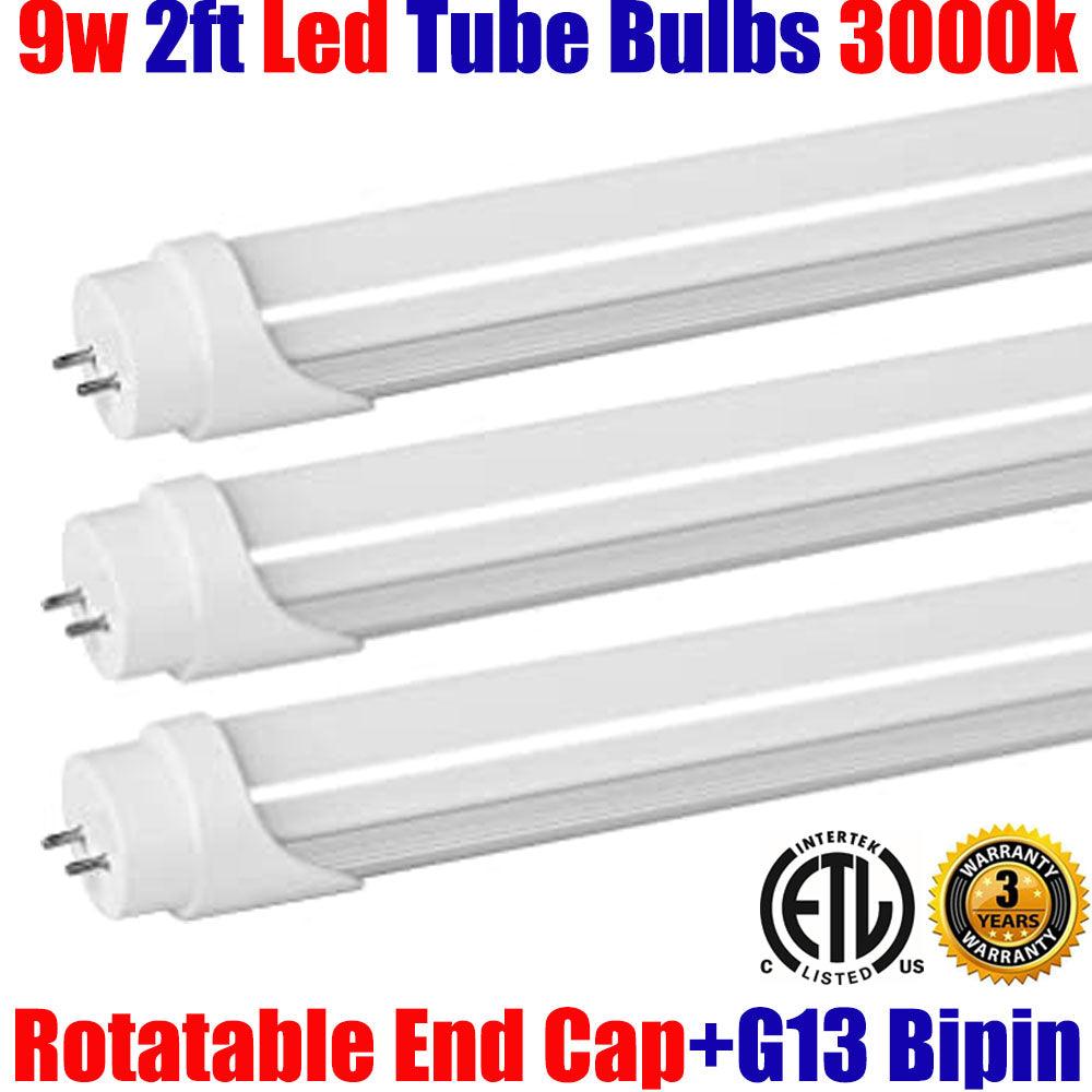 Led Replacement for T8 Fluorescent Tubes, Canada 9w 3 Pack 2ft 3000k Bulbs - Led Light Canada