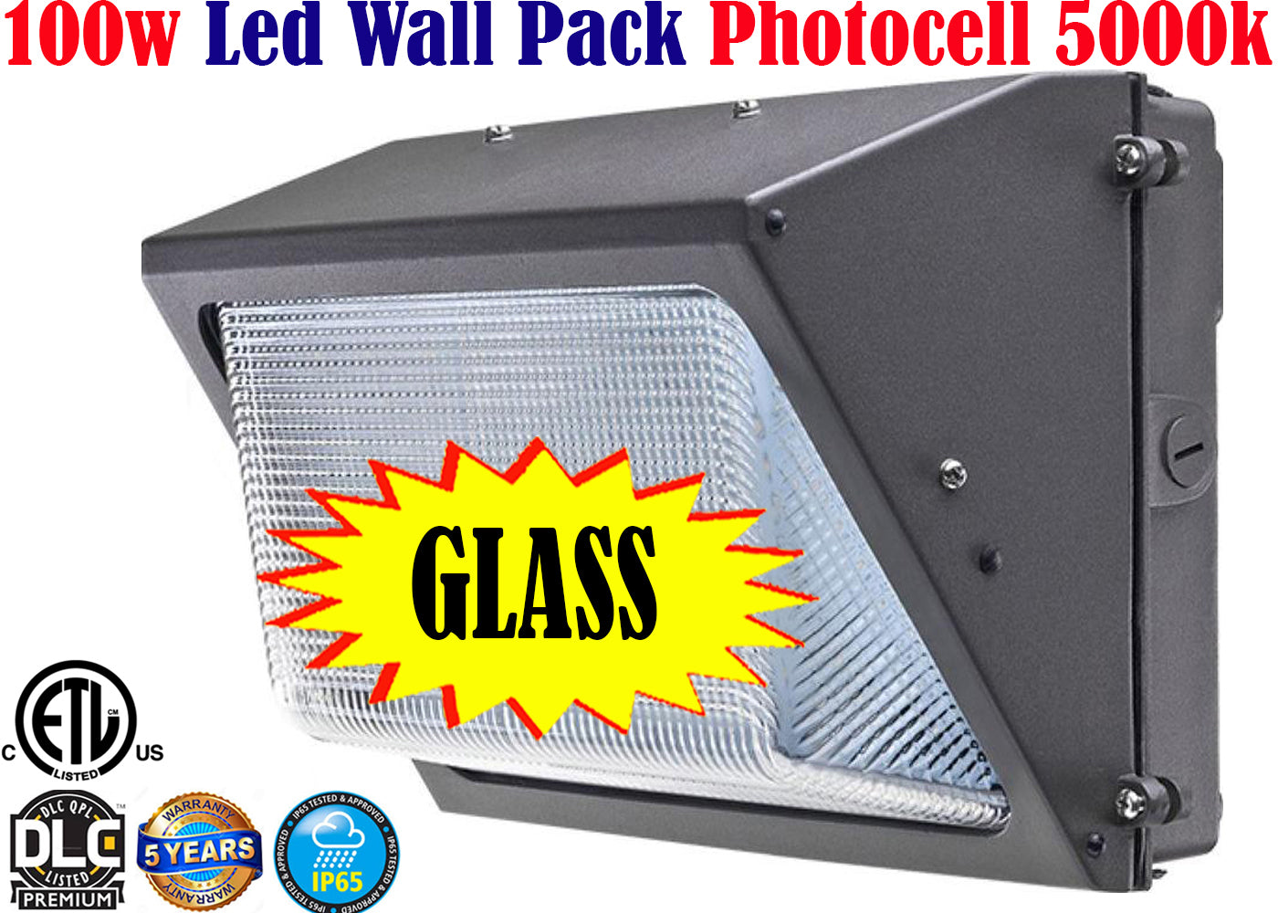 LED Wall Pack with Photocell, Canada 100w 5000k Exterior Garage Shop Barn