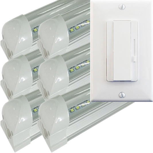 Dimmable LED Shop Lights, Canada, Dimmer+22w 6 Pack Clear 5000k Garage