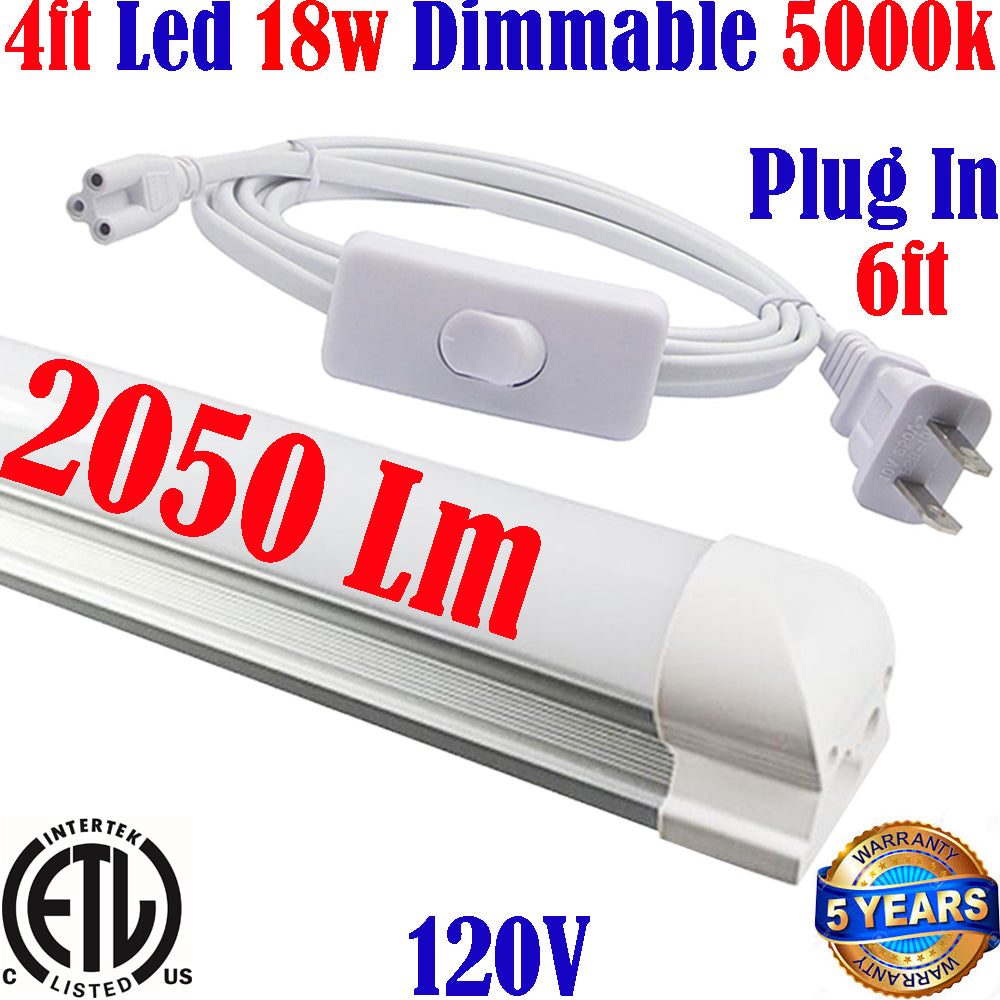 Plug In Under Counter Lights, Canada T8 4ft 18W 5000K 2050Lm+6ft Plug In