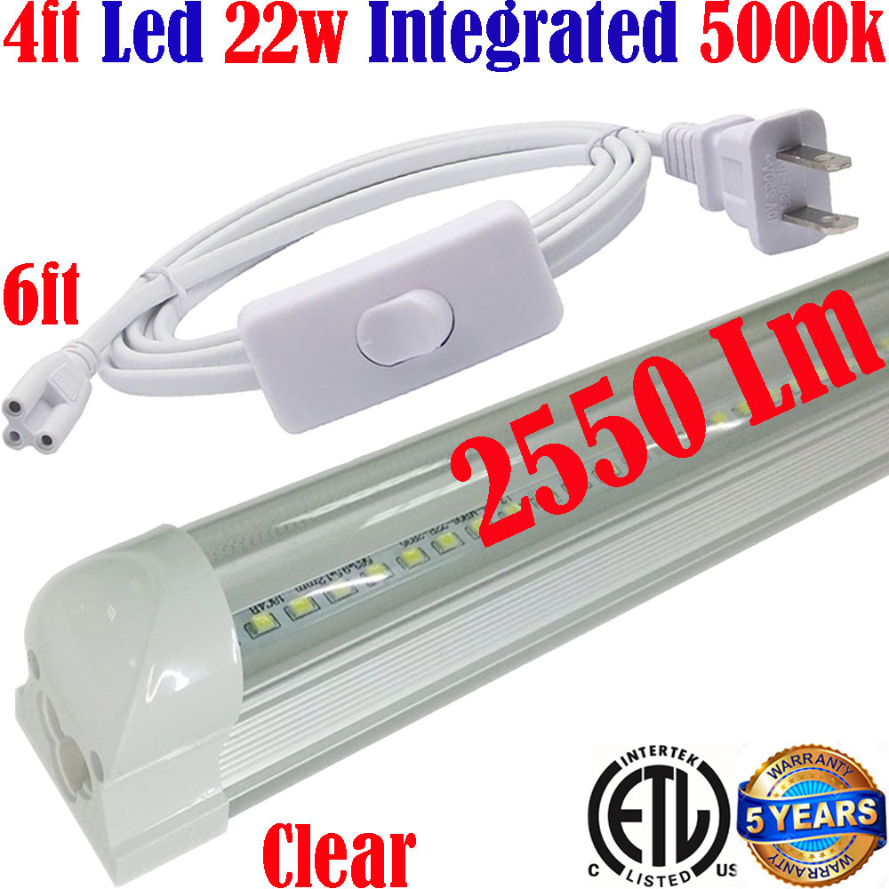 Under Cabinet Plugs, Canada T8 4ft 22W Clear 5000K 2550Lm ETL + 6ft Plug