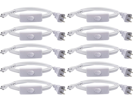 6 Foot Extension Cord, Canada T8 2 Wires Electric Cord+On Off Switch, cUL