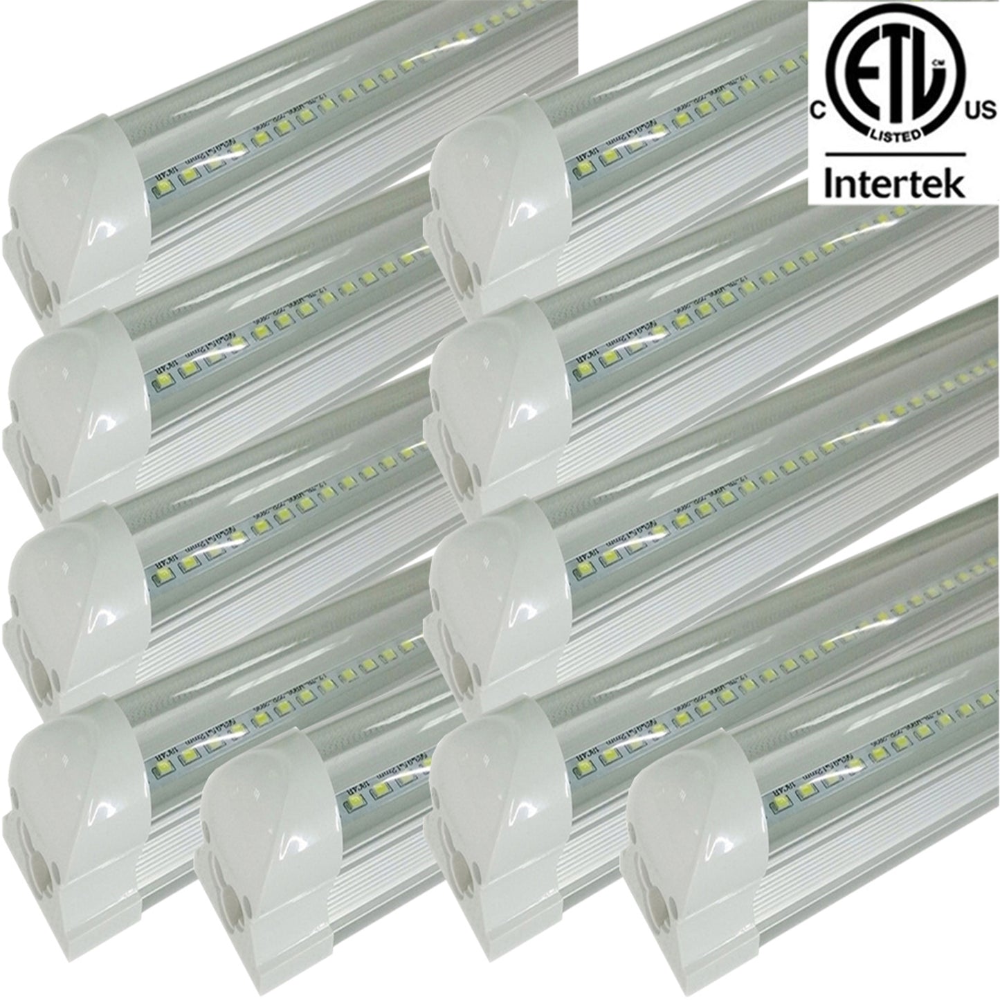 4ft T8 Fixture, Led Canada 22w 2-25 Pack Clear 5000k Daylight 2550Lm cETL