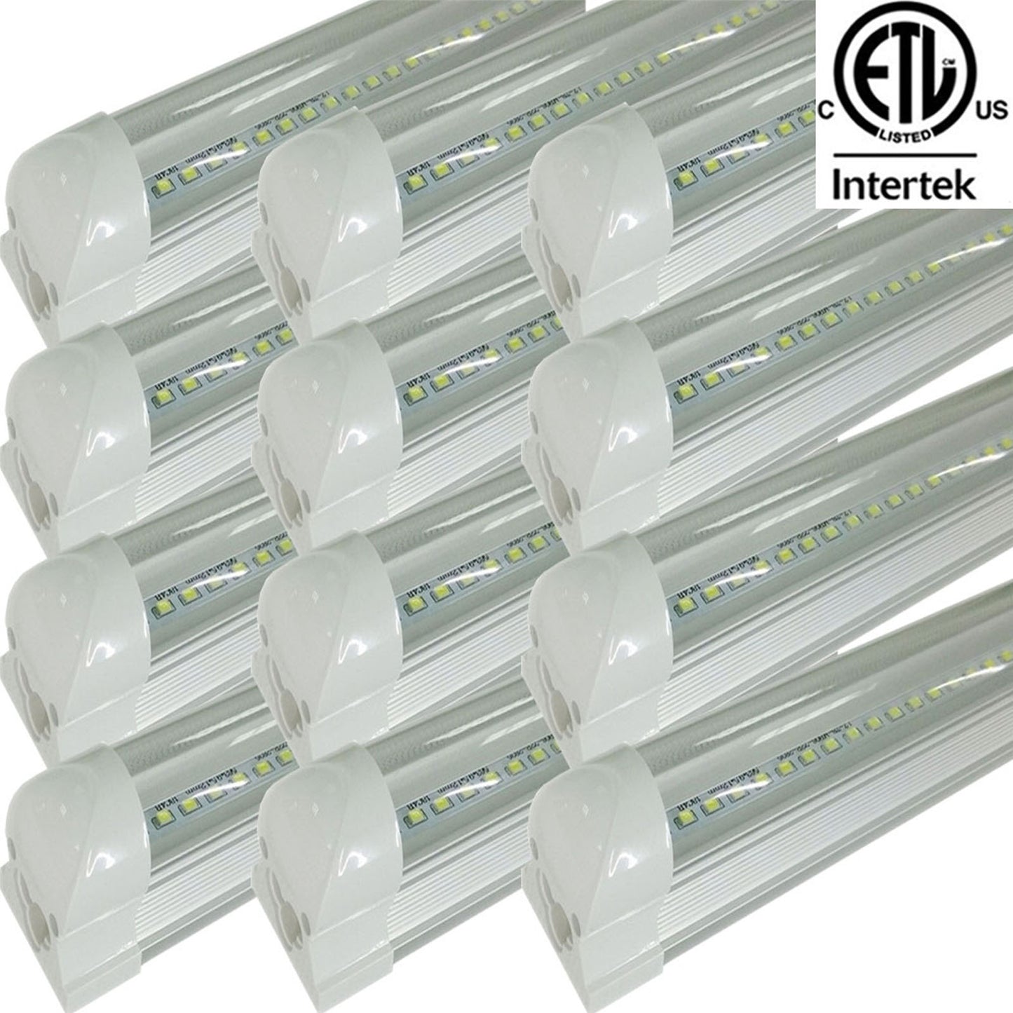 4ft T8 Fixture, Led Canada 22w 2-25 Pack Clear 5000k Daylight 2550Lm cETL