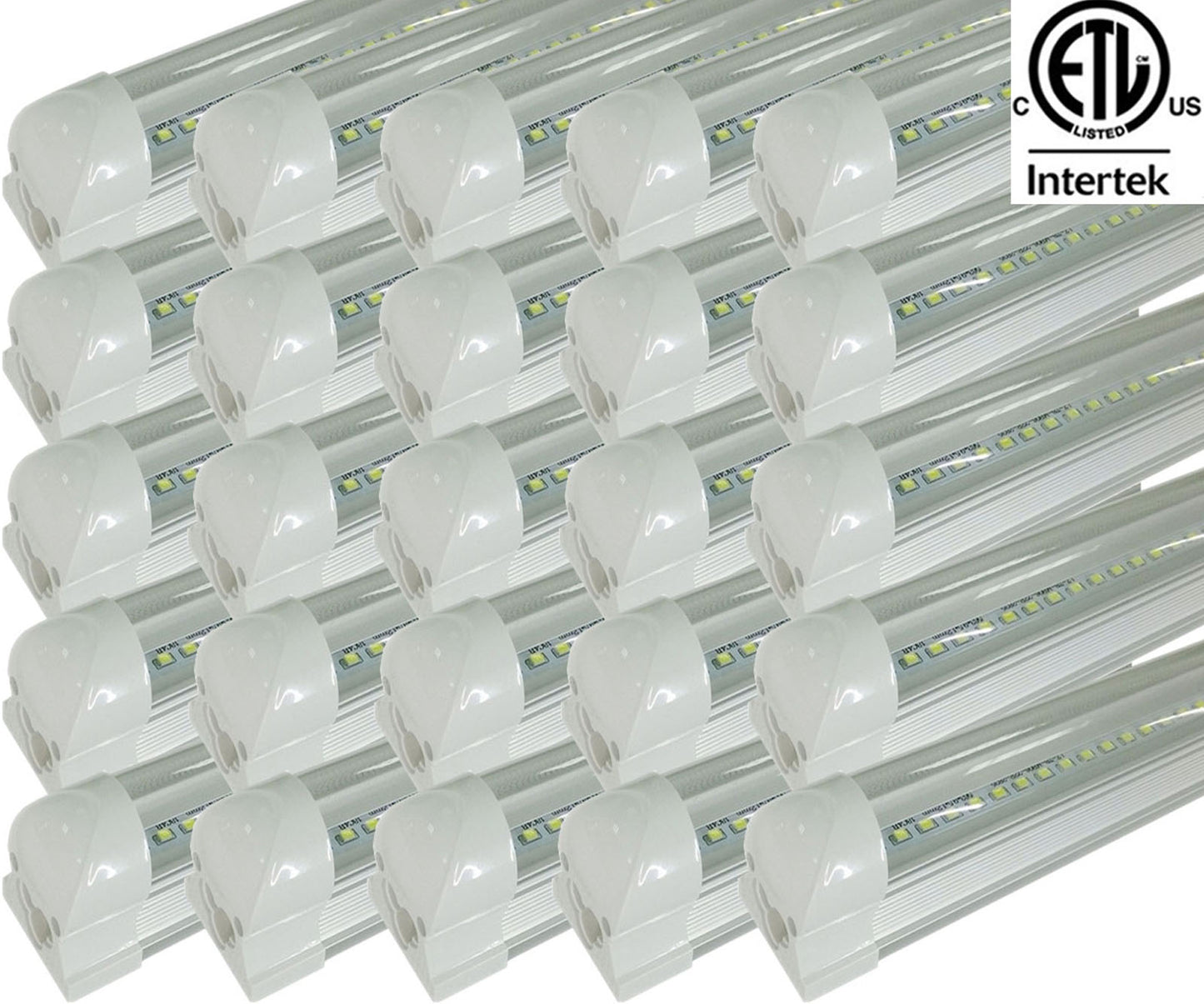 4ft T8 Fixture, Led Canada 22w 2-25 Pack Clear 5000k Daylight 2550Lm cETL