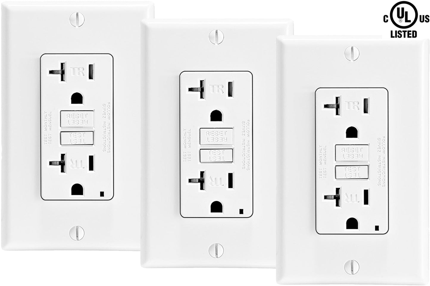 15a GFCI Receptacle, Canada 3 Pack Temper Resistant Receptacle Outlet TR 120V