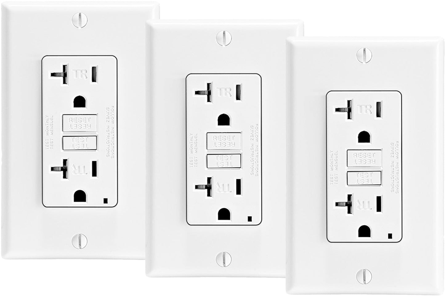 15a GFCI Receptacle, Canada 3 Pack Temper Resistant Receptacle Outlet TR 120V