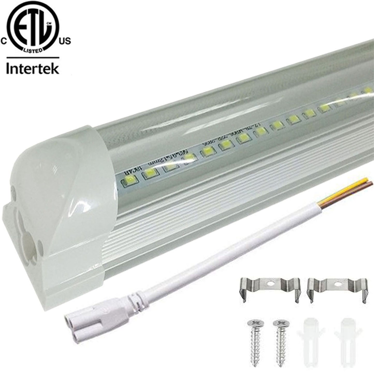 4ft T8 Fixture, Led Canada 22w 2-25 Pack Clear 5000k Daylight 2550Lm cETL