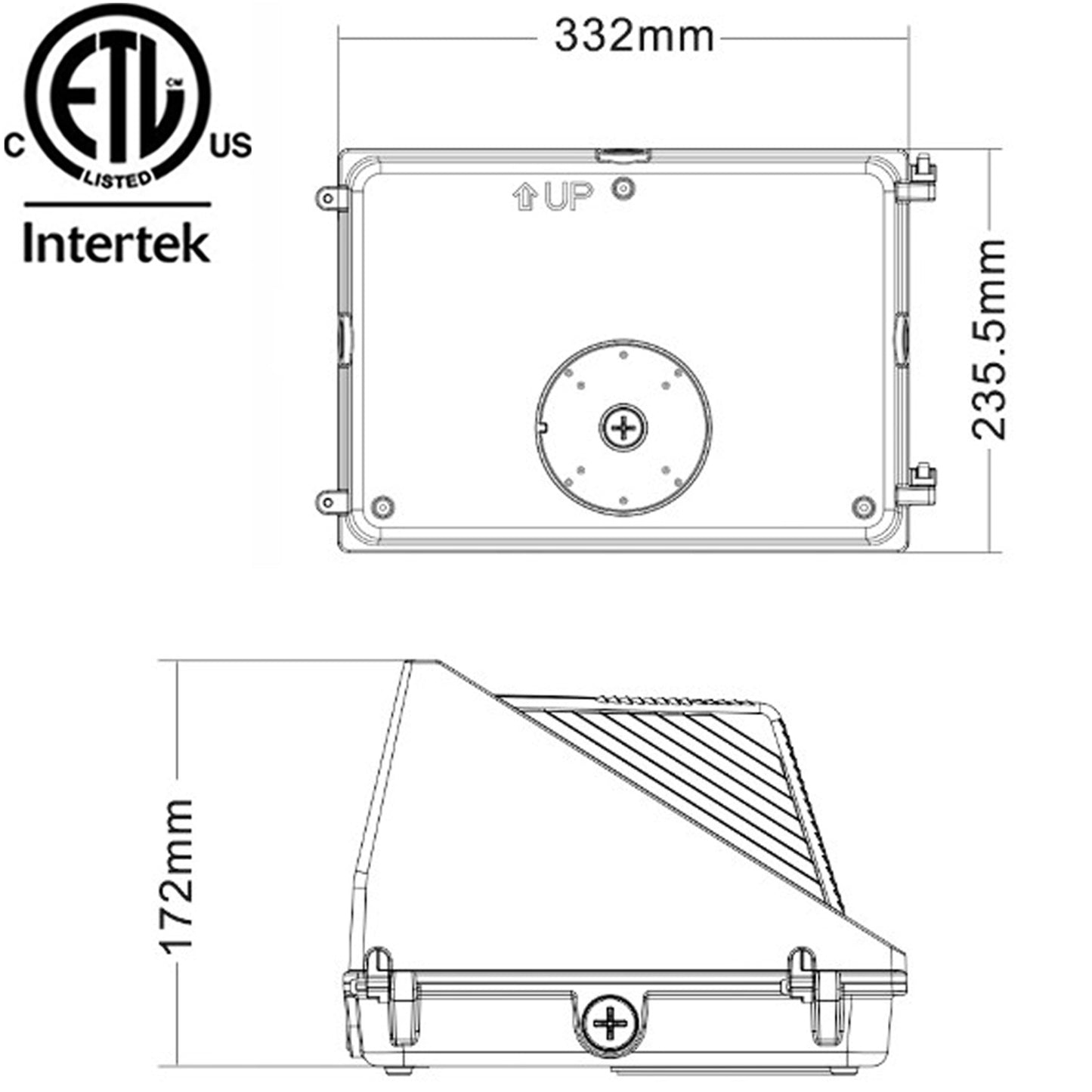 Led Wall Pack with Photocell, Canada 100-347V 100W 5000k Daylight 14100Lm