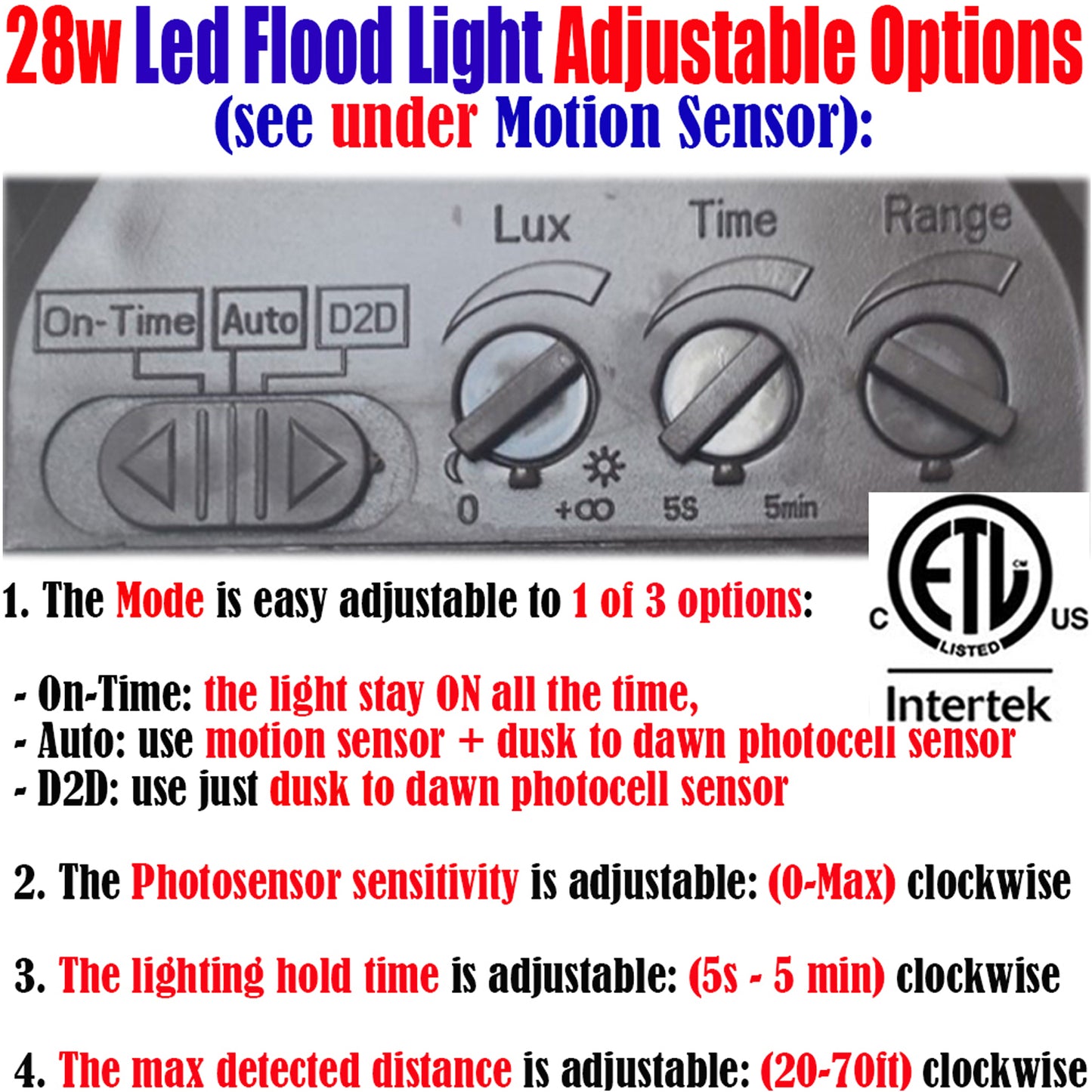 Motion Activated Outside Light, Canada – 40 W 5000 K Daylight 5000 Lm cETL