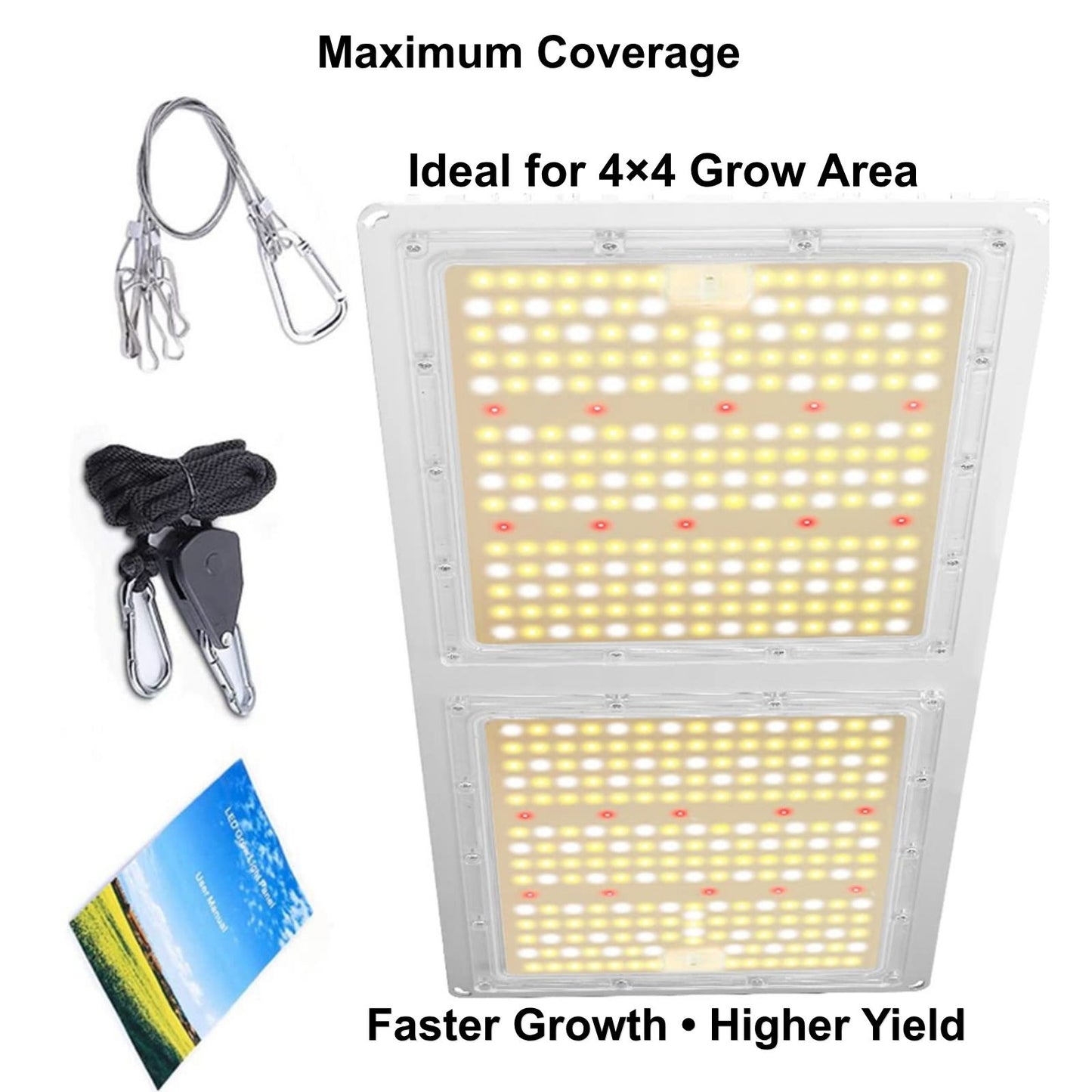 220W LED grow light bottom view with accessories and user manual Canada