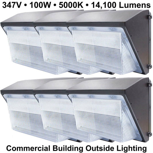 Commercial outdoor building lights Canada 347V 100W 5000K 50cm cable delivering 14100 lumens for commercial properties and security lighting.jpg