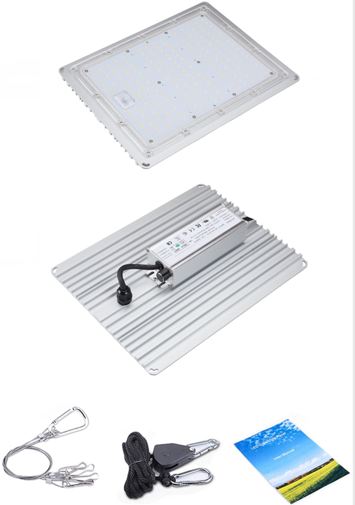 Grow lights Canada 100W full spectrum — adjustable rope hanger carabiner setup indoor grow tent
