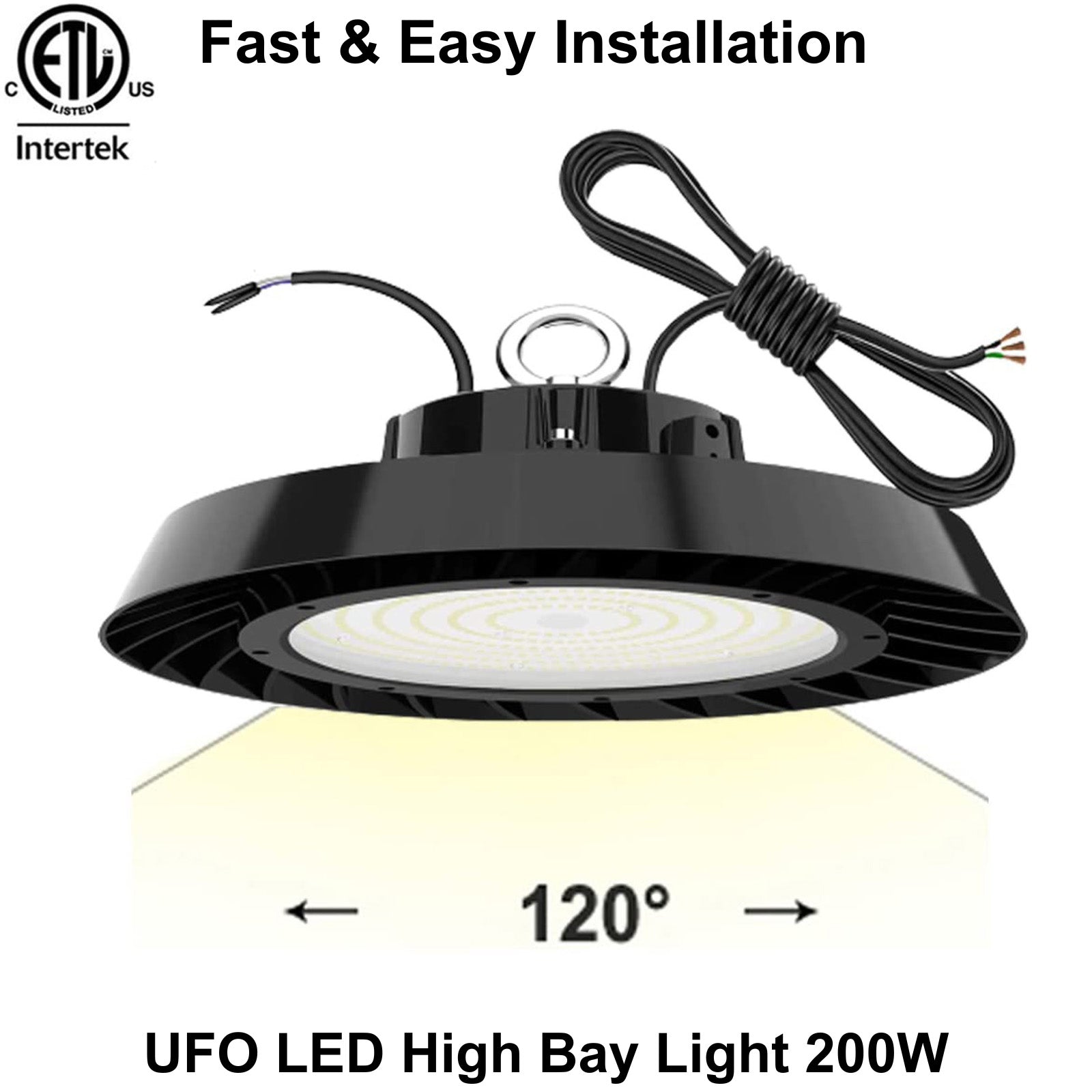 High Bay LED Lights 150W Canada easy installation with pre-installed 6ft cable for warehouse and garage lighting.jpg
