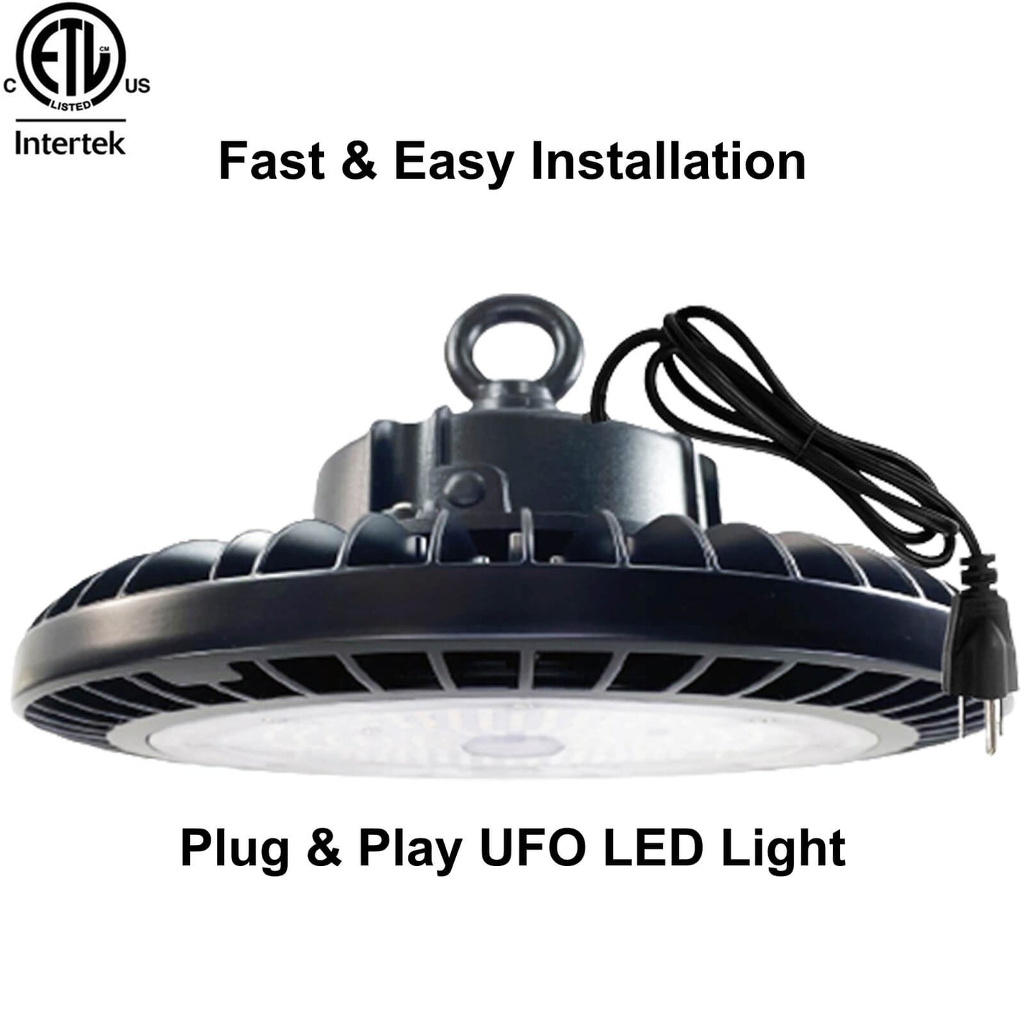 UFO LED high bay light installation Canada with Plug 5ft warehouse LED light fixtures.jpg