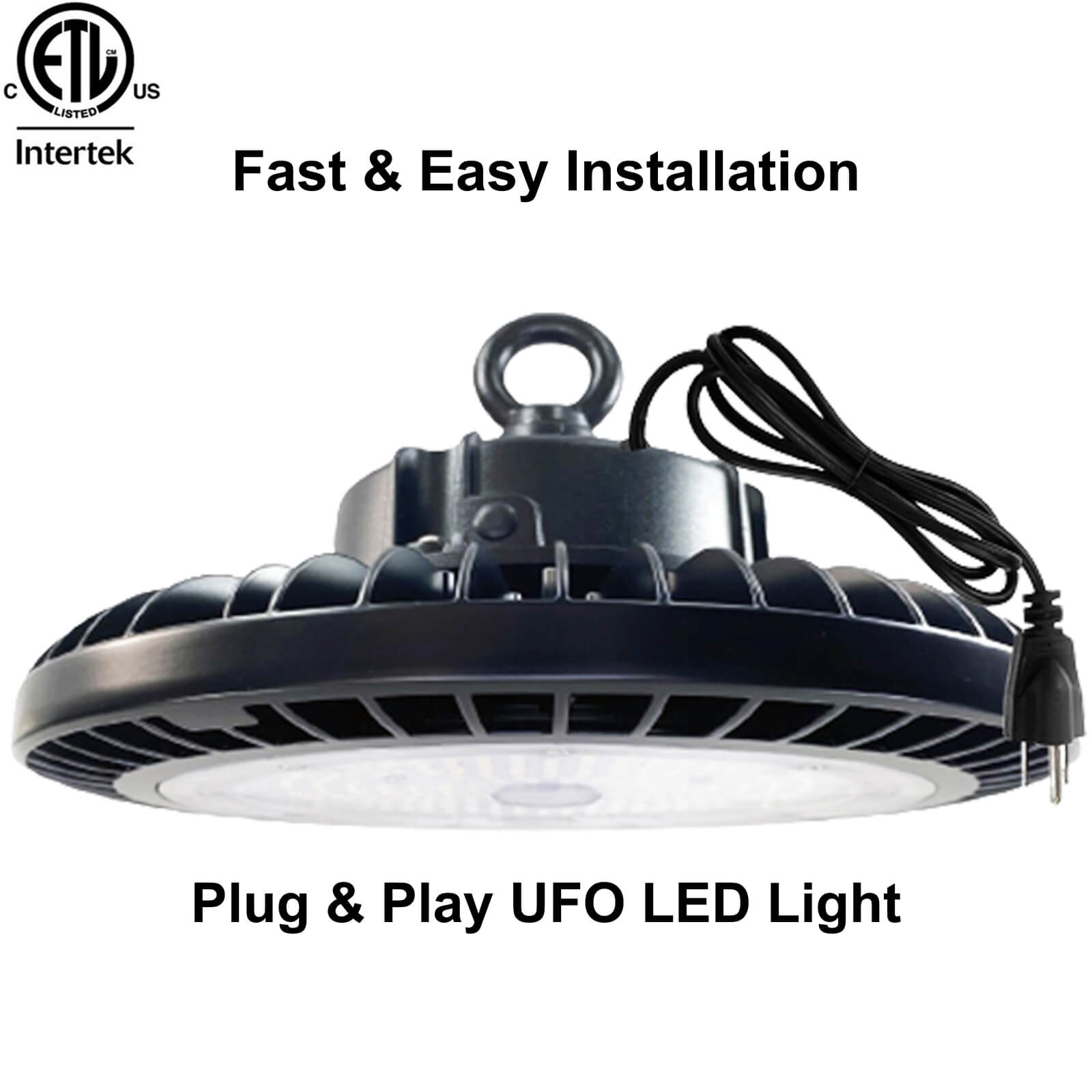 UFO LED high bay light installation Canada with Plug 5ft warehouse LED light fixtures.jpg