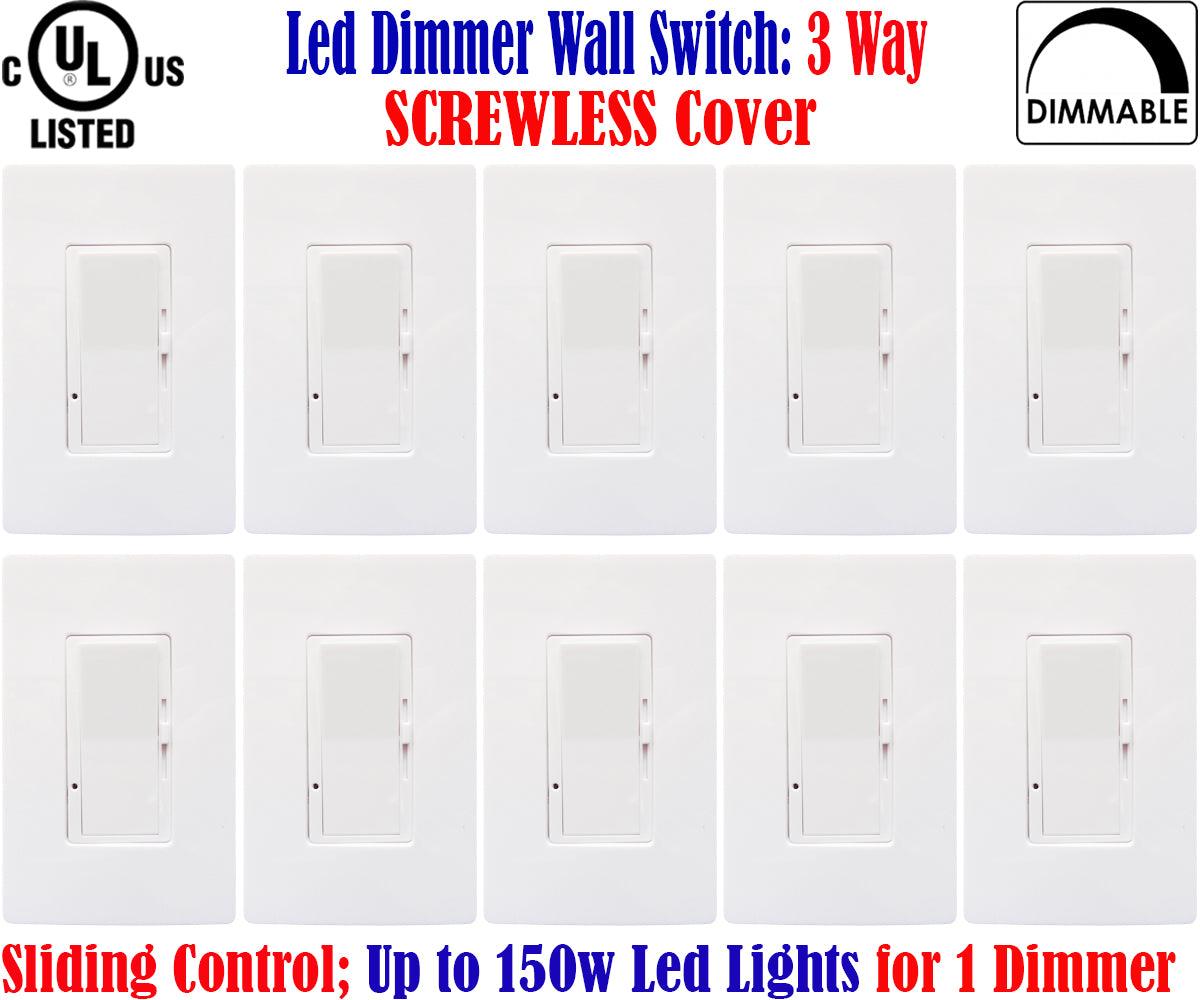 Led Dimmer Switch Canada 10 Pack Screwless Three Way Dimmer Switch 120V - Led Light Canada