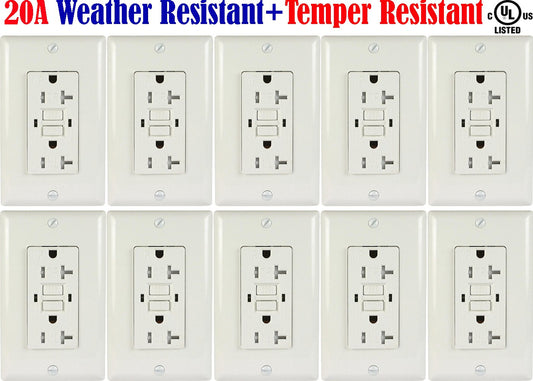 20 amp GFCI Outdoor Outlet: Canada 10pack Weather Resistant Receptacle WR TR - Led Light Canada