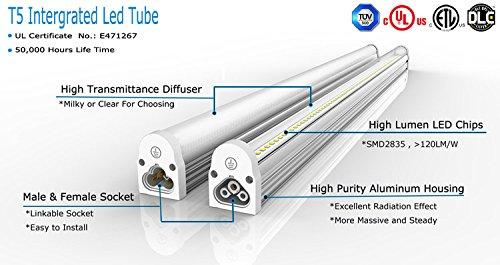 T5 4ft: Led 15w 3000k Warm White 1500 Lm Single Tube Fixture - Led Light Canada