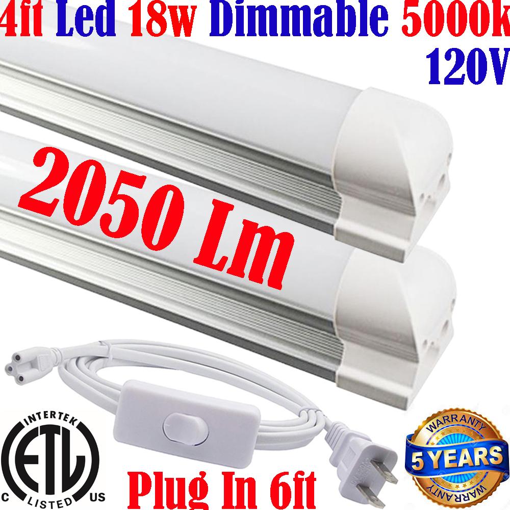 Plug In Wall Lights: Canada T8 4ft Dimmable 2pack 18w 5000k Kitchen - Led Light Canada