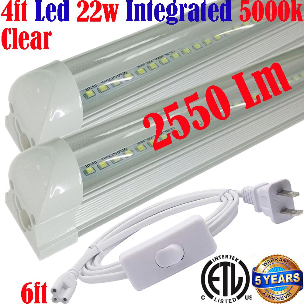 Plug In Wall Lights Canada: T8 2pack 4ft Led 22w Clear 5000k Home Shop 120V - Led Light Canada