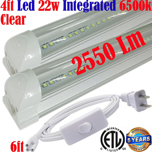 Plug In Led Garage Lights: Canada T8 2pack 4ft 22w Clear 6500k Shop 120V - Led Light Canada