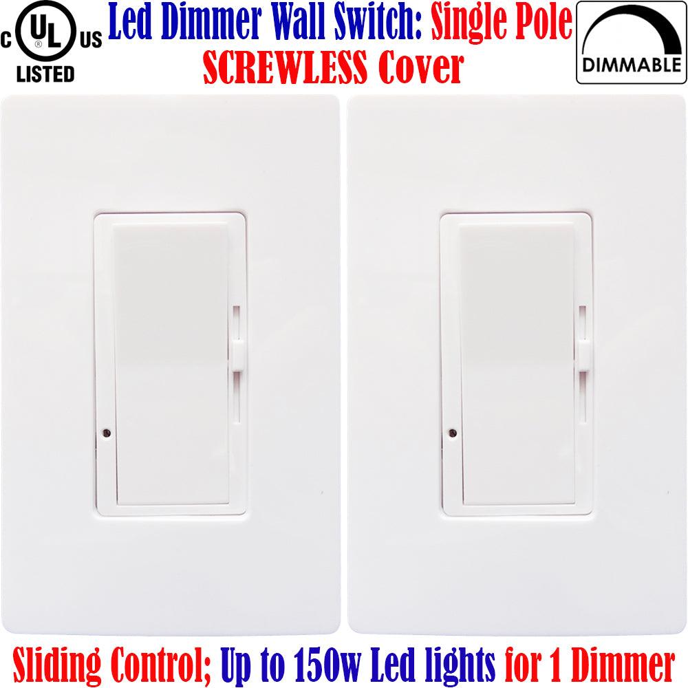 Led Dimmer Switch, Canada: 2 Pack Screwless Single Pole Led Dimmer Switch 120V - Led Light Canada