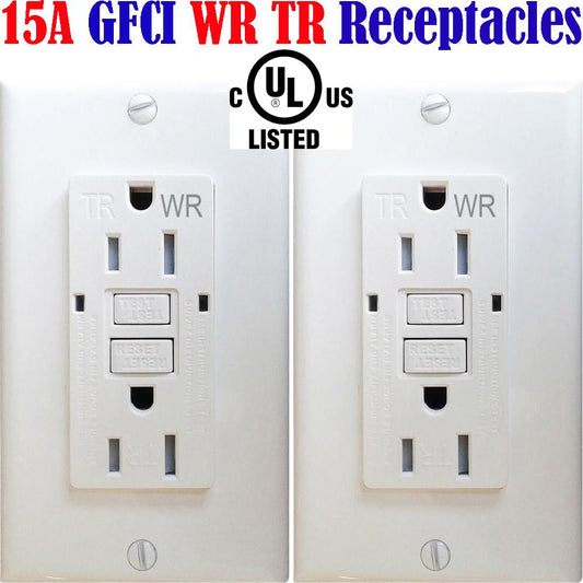 WR TR GFCI: Canada 15amp 2pack Weather Resistant Outlet Outdoor Receptacle - Led Light Canada