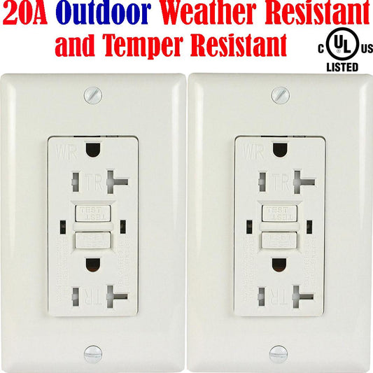 20 amp Weather Resistant Outlet: Canada 2pack Weather Tamper Resistant WR TR - Led Light Canada