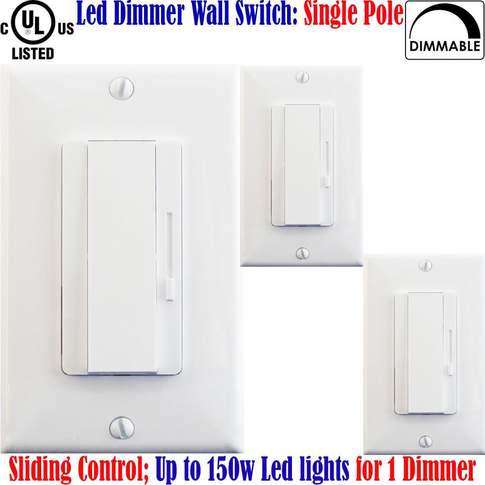 Dimmable Led Light Switch, Canada: 3 Pack Single Pole Dimmer White 120V - Led Light Canada