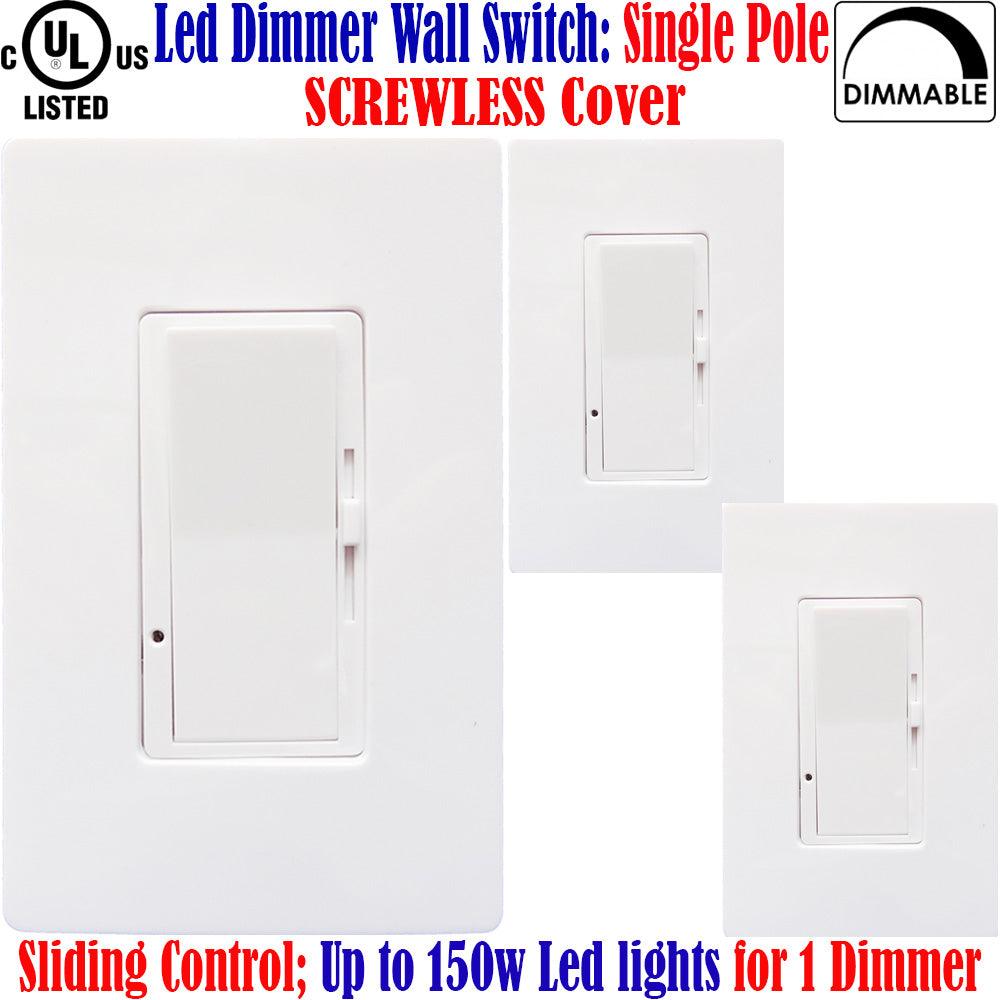 Single Pole Led Dimmer Switch, Canada: 3 Pack Screwless Single Pole Dimmer 120V - Led Light Canada