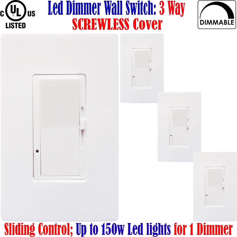 3 Way Dimmer Switch: Led Canada 4 Pack Screwless Three Way Dimmer Switch 120V - Led Light Canada