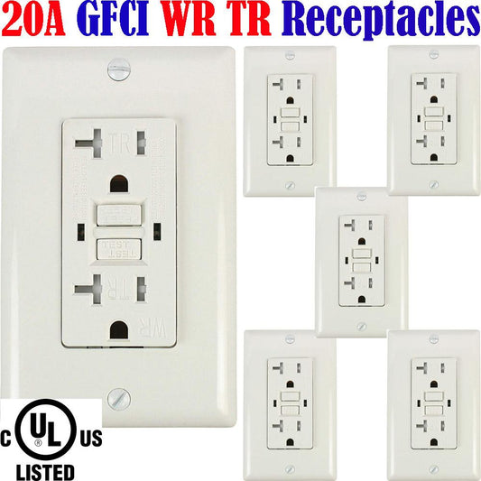 20 amp GFCI Outlet: Canada 6pack Weather Resistant Outdoor Receptacle WR TR - Led Light Canada