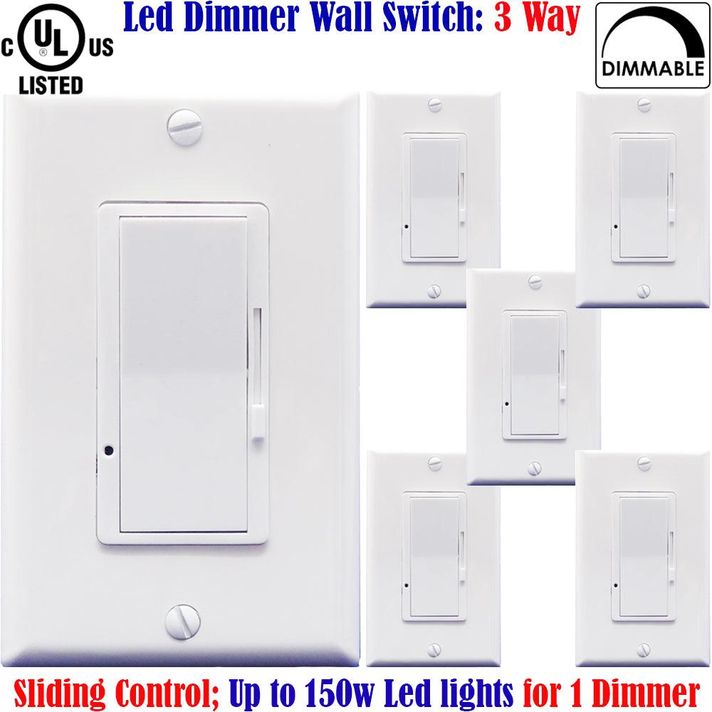 Three Way Dimmer Switch: Led Canada 6 Pack 3 Way Dimmer Switch White 120V - Led Light Canada