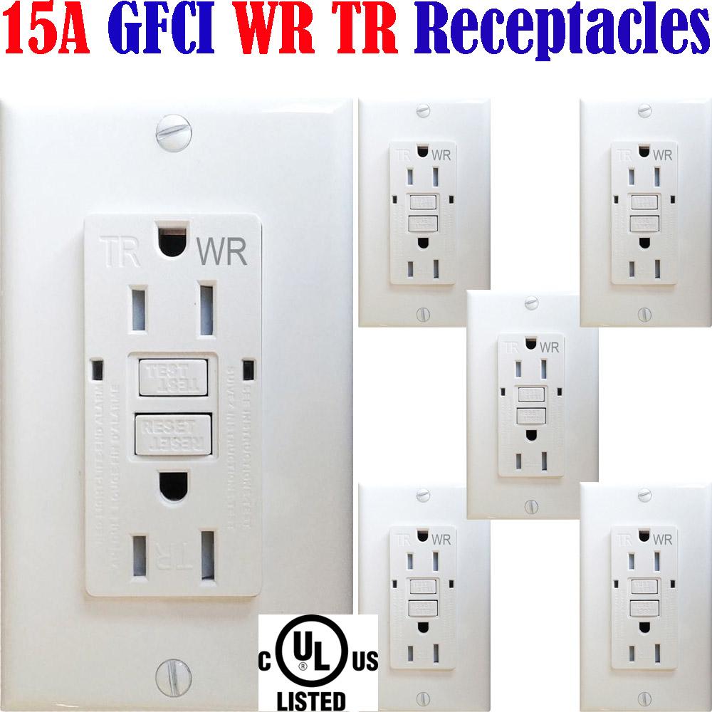 Outside GFCI Outlets: Canada 15amp 6pack Weather Resistant Receptacle WR TR - Led Light Canada