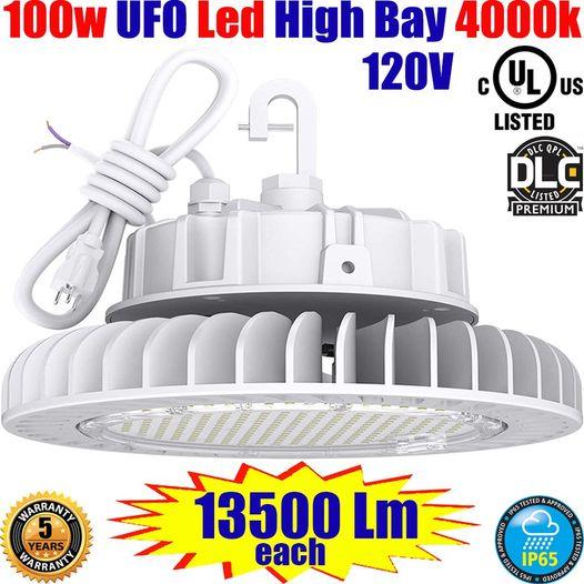 Led High Bay Lights Canada: 2 Pack 100w UFO 4000k Shop Garage Gym Warehouse - Led Light Canada